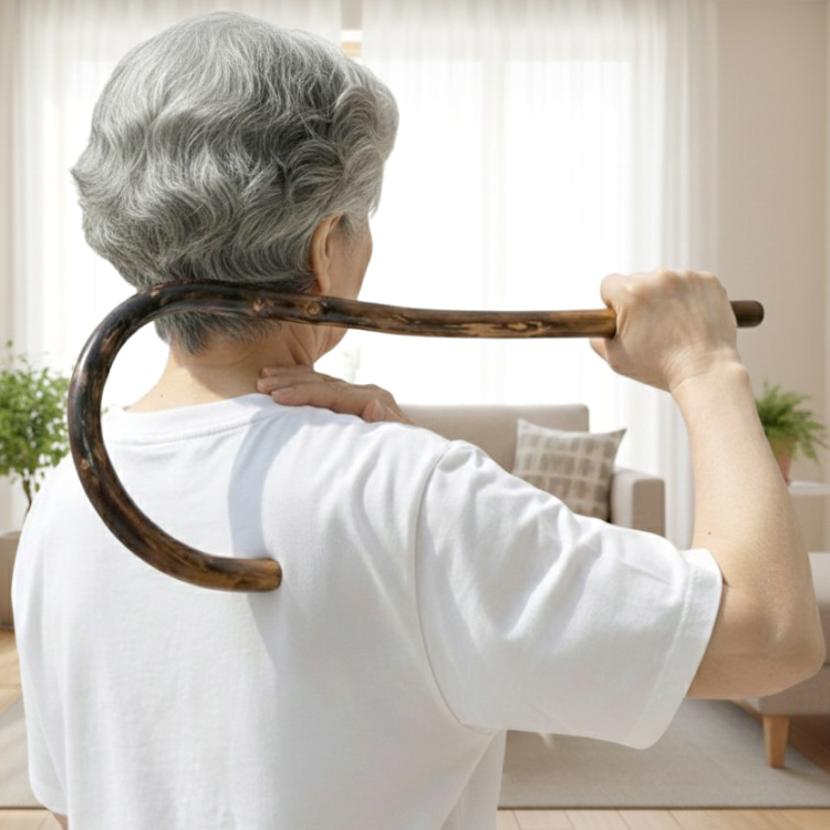 BORNLIFE 매끄럽고 깔끔 원목 갈고리 어깨 등 안마기 지압봉 효자손 물음표 안마기 나무 지팡이 지압기 나무뿌리 지압봉 어깨 갈고리 등나무 고리 안마기, 1개, 우드 7,850원