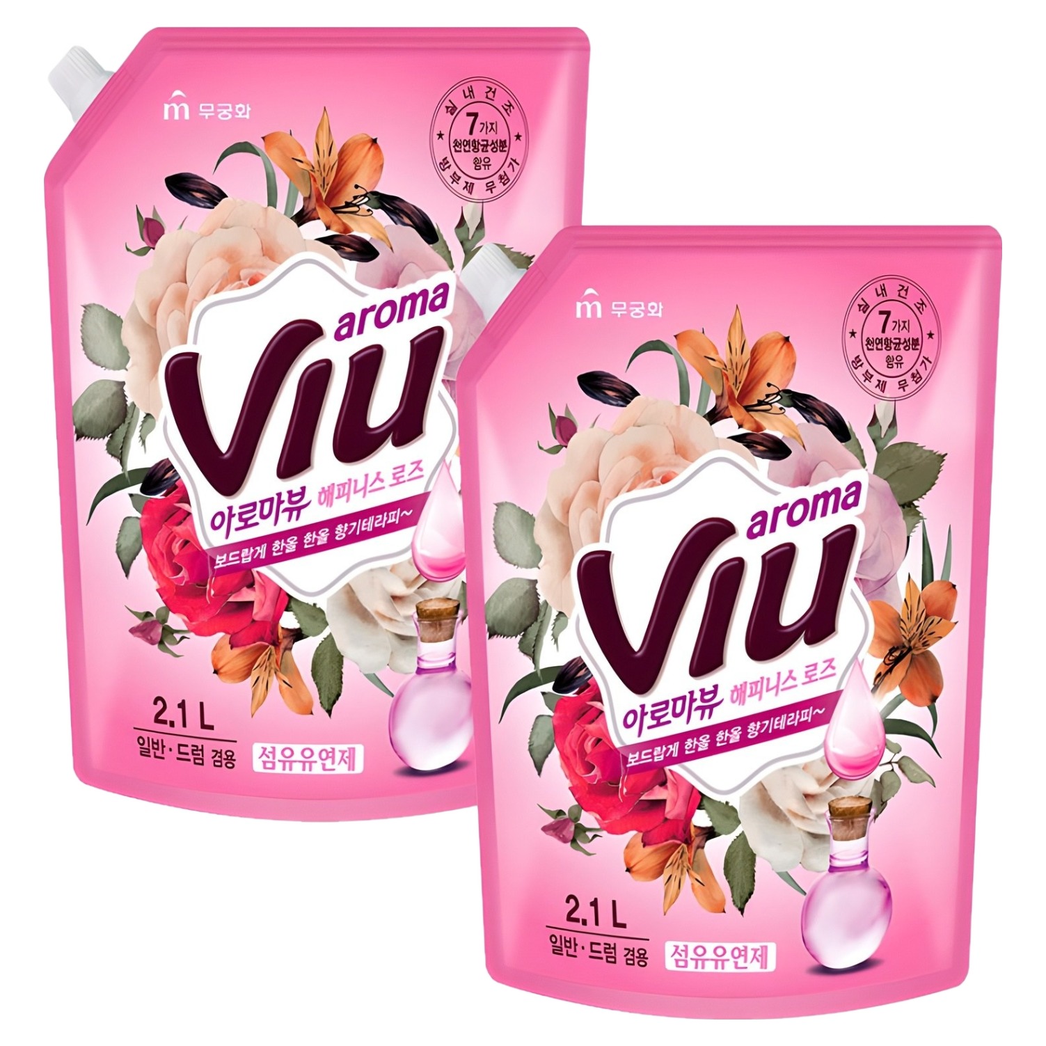 아로마뷰 섬유유연제 해피니스 로즈 리필, 2.1L, 2개 5,620원