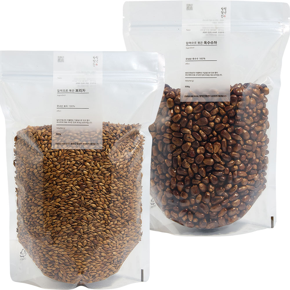 방앗간청년 압력으로 볶은 국산 100% 보리차 옥수수차, 1세트, 2개입, 500g 12,800원