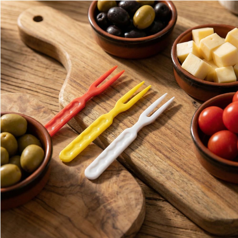 대성 두날포크 플라스틱 미니포크 과일 솜사탕 ,색 랜덤, 1세트, 1000개입 14,200원