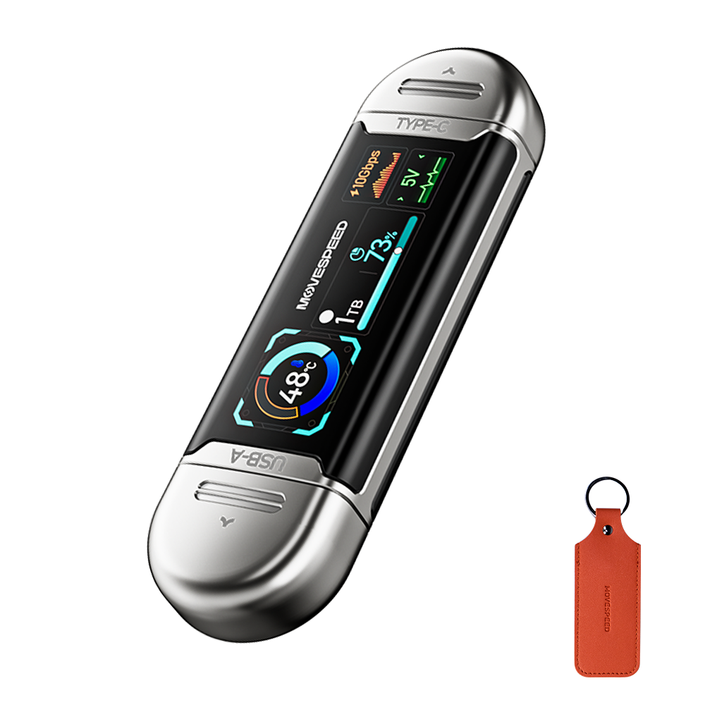 MOVESPEED SU10 외장 SSD 1090MB/s USB 3.2 Gen2 C타입 듀얼 인터페이스, 상태 가시화 스크린 탑재 플래시 드라이브, 실버, 2TB 499,000원