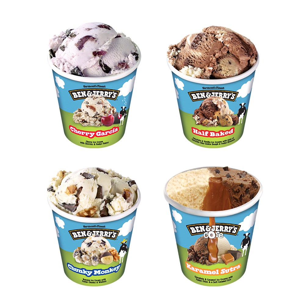 벤앤제리스 파인트 아이스크림 4종 혼합구성(청키몽키+하프베이크드+체리가르시아+카라멜수트라코어), 4개 50,500원