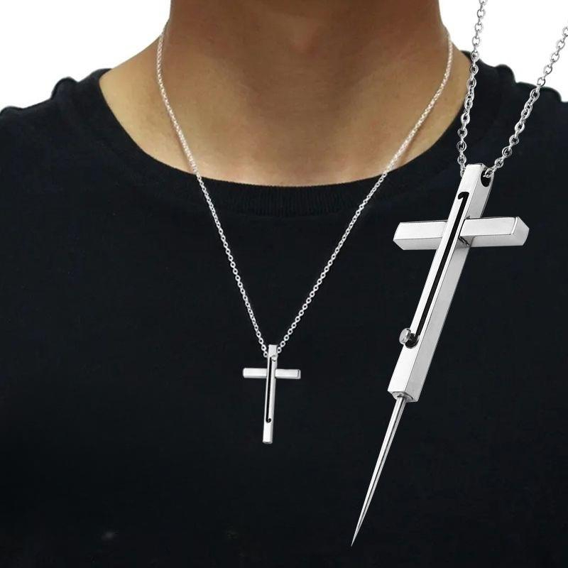 호신용 목걸이 여성 호신용품 실버 십자가 방어 목걸이 15,800원
