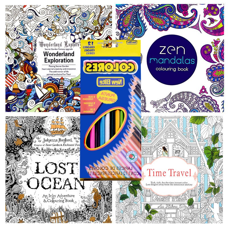 컬러링북2 4권+색연필 세트 취미 선물, 1개 9,990원