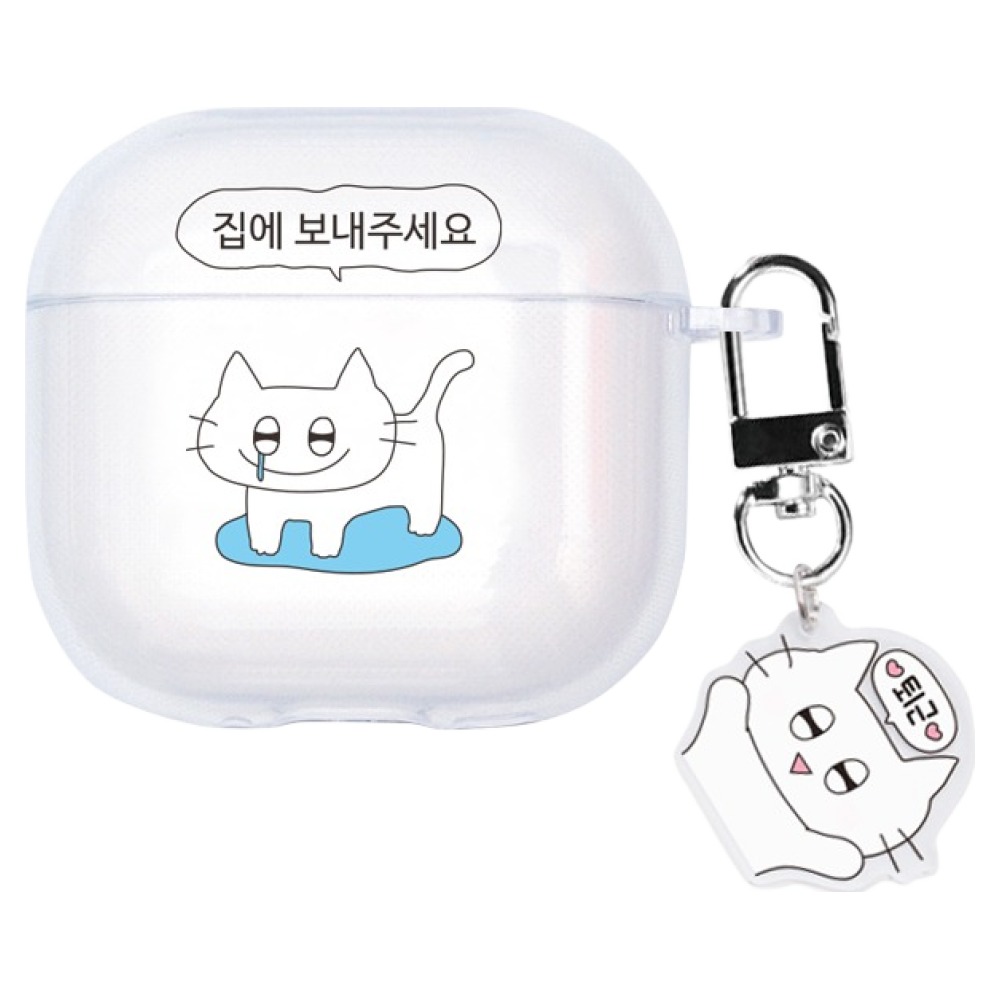 우먼스9999 에어팟 4세대 투명 키링 케이스, 우는고양이, 1개, 단일상품 9,900원