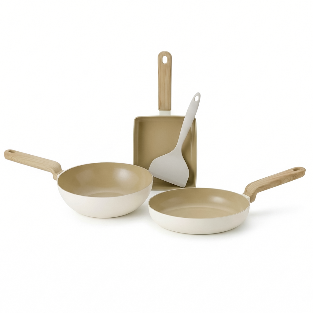 아이제나흐 크레마 우디 세라믹 프라이팬, 1세트, 세라믹팬28cm+궁중팬26cm+계란말이팬18cm, 화이트 크림 49,900원