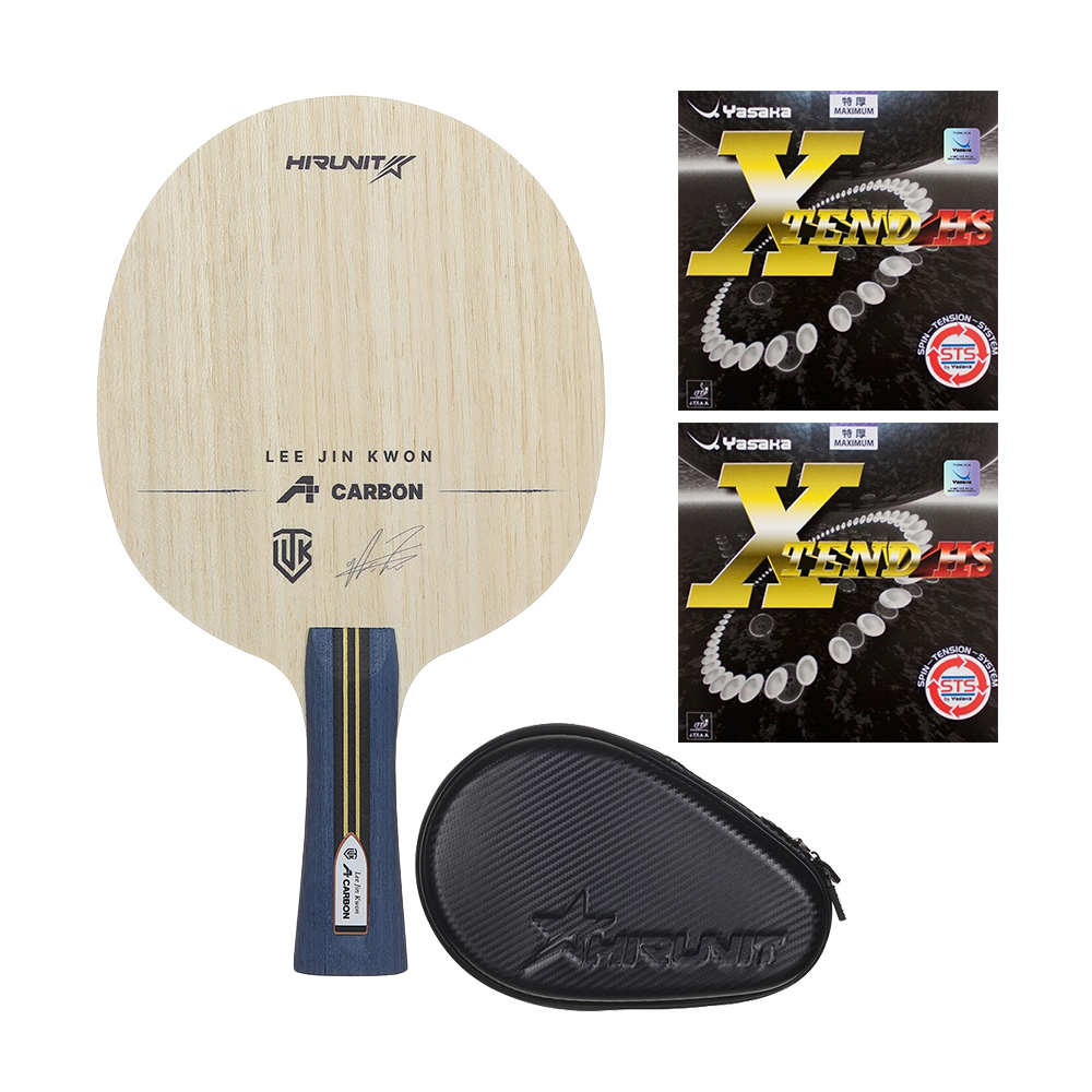 [인기/추천상품] 하이러닛 탁구라켓 이진권 A카본 + 야사카 엑스텐드 HS 러버 부착세트 + 고급 하드케이스 포함, 그립선택ST/FL 160,000원