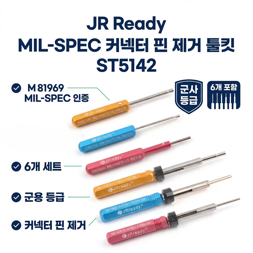 JRready ST5142 전선 커넥터 분리 공구 키트/MIL-C-81969 규격 연결기 탈착 및 삽입 툴그리고 일부 비군 핀뽑기 핀제거기 터미 널접속단 6종 세트 다용도, 1세트 194,040원