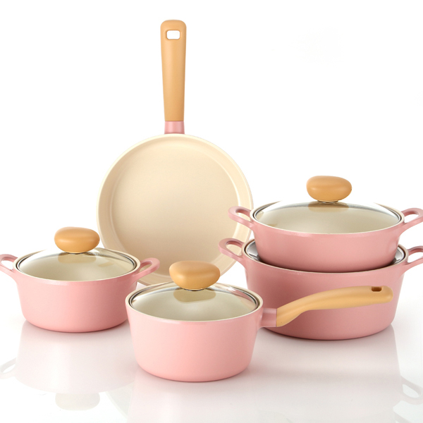 네오플램 레트로 IH 인덕션 냄비 후라이팬세트 5종 베이비핑크 178,000원
