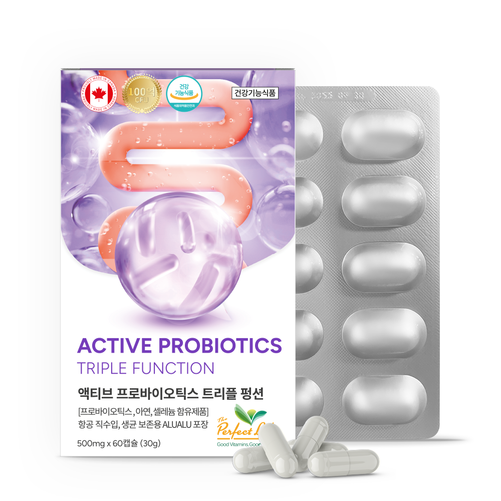퍼펙트라이프 액티브 프로바이오틱스 트리플 펑션 100억 유산균 아연 셀레늄 장건강, 1개, 60정 45,000원