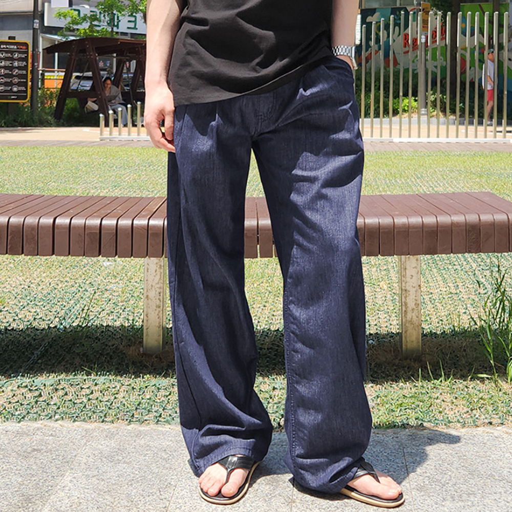 남성용 숏/기본/롱 기장 논페이드 핀턱 인밴딩 데님 팬츠 P3128 30,270원