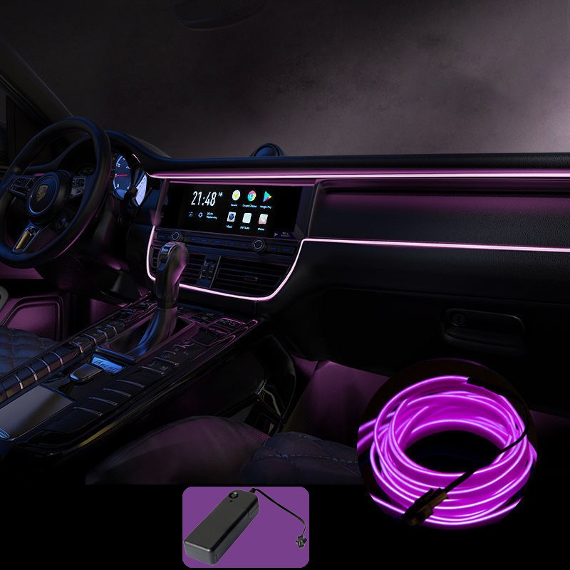 Sunwer 자동차 USB 라이트 광섬유 무드등 5m 차량용 EL 라인조명, 1개, 자주색 17,800원