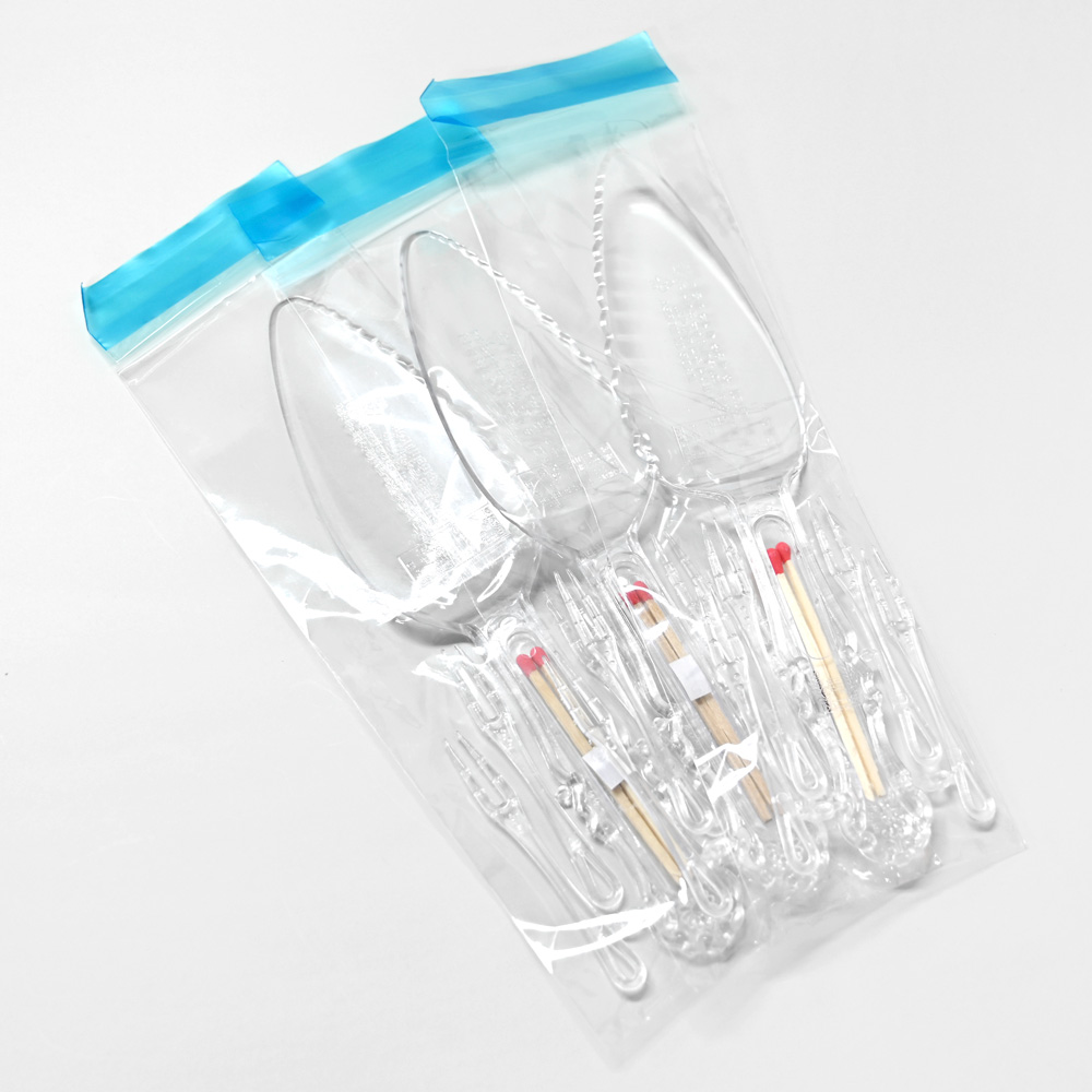 1석3조 다목적 나이프 투명 케익칼 성냥 포크 세트 개별포장, 1개, 100개 28,000원