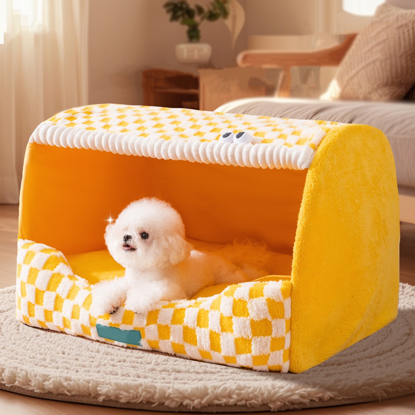 HANTAO 강아지 하우스 텐트 대형견 반밀폐 겨울집, 1개, 노란색 49,500원