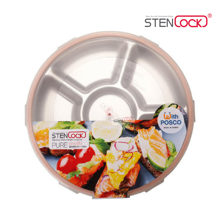 스텐락 퓨어 멀티 스텐 찬통 나눔 밀폐용기 칸칸이 원형 찬합 5호 1100ml, 1개, 본상품선택 13,200원