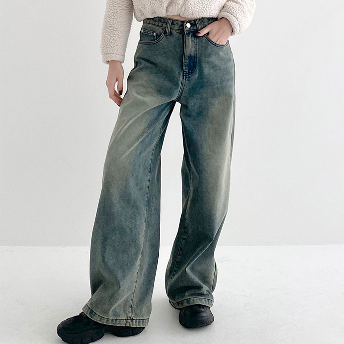 라라온 여성용 숏/기본/롱 기장 와이드 기모 벌룬 스냅단추 데님 팬츠 25TSP3281 35,900원