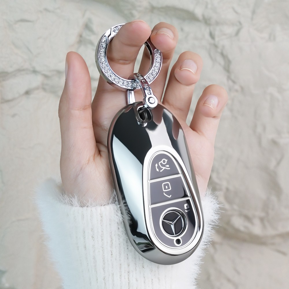 MODACE 2022~2024 벤츠 신형 자동차 스마트키 케이스 TPU Benz 키홀더+가죽 메탈 키링 13,950원