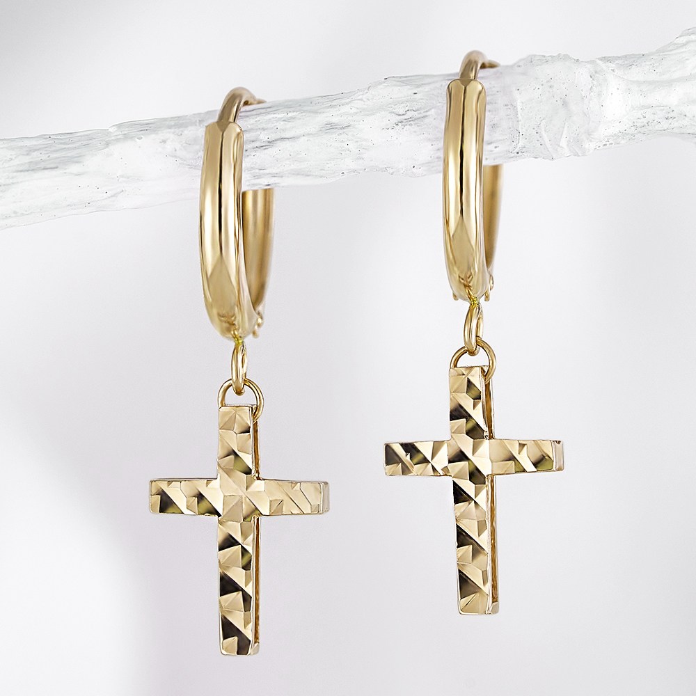주리에떼 14K 18K 귀걸이 여성 핑크골드 컷팅 크로스 십자가 원터치 귀걸이 아내 여자친구 기념일 선물 339,000원