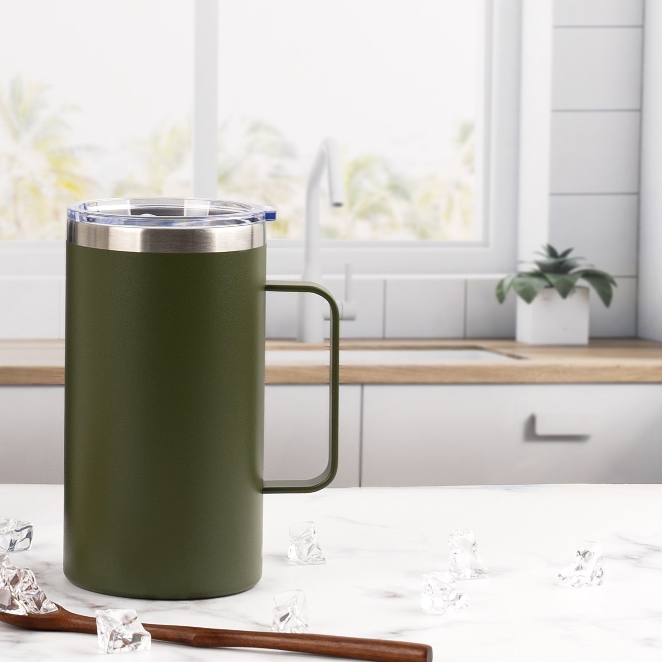 공감스토어 텀블러 스텐 700ml텀블러 보온 보냉 핸들텀블러 손잡이텀블러, 텀블러 카키 15,900원