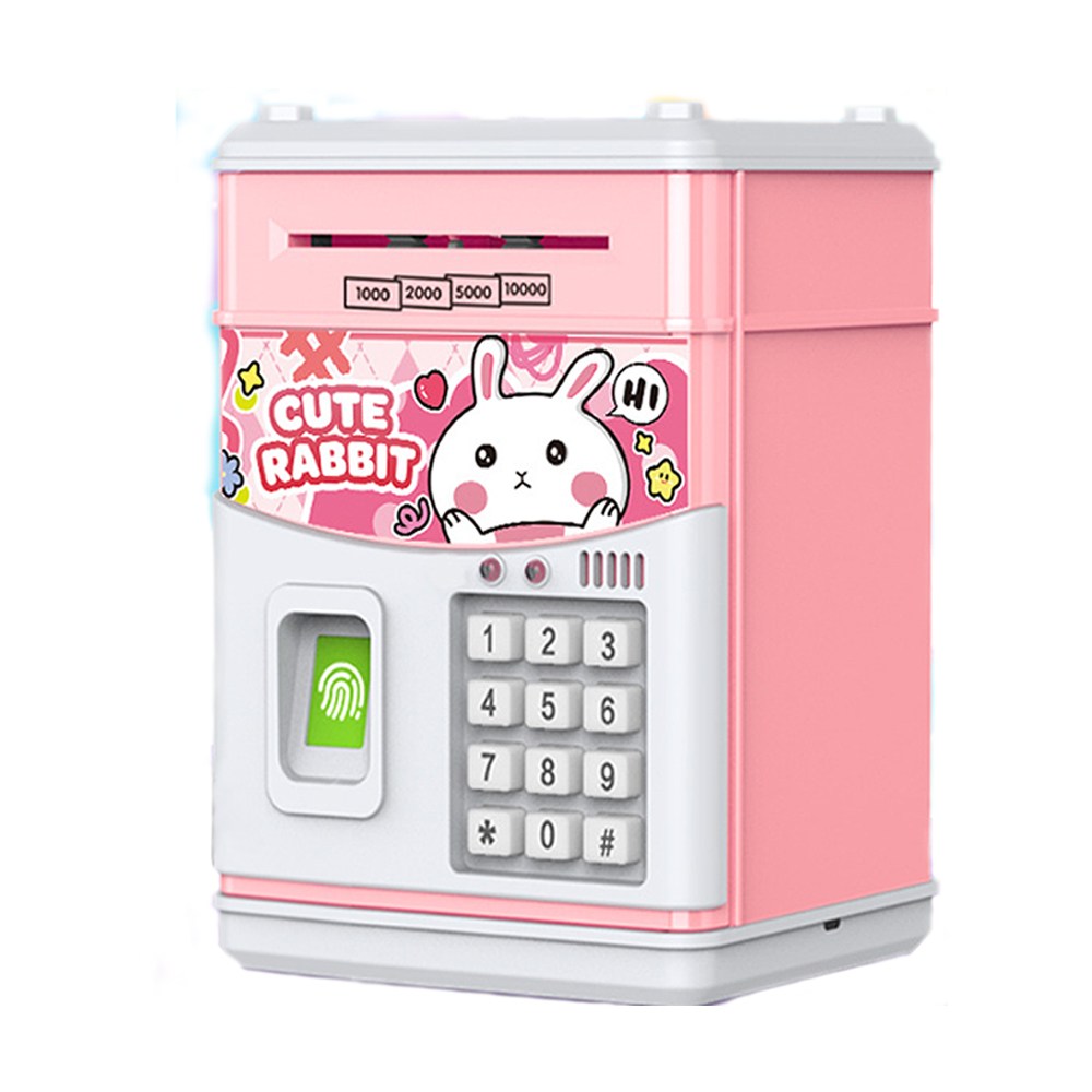 FOOI NEW 지문인식 사운드 ATM 저금통 지폐 저금통 미니금고, 핑크 토끼, 1개 28,540원