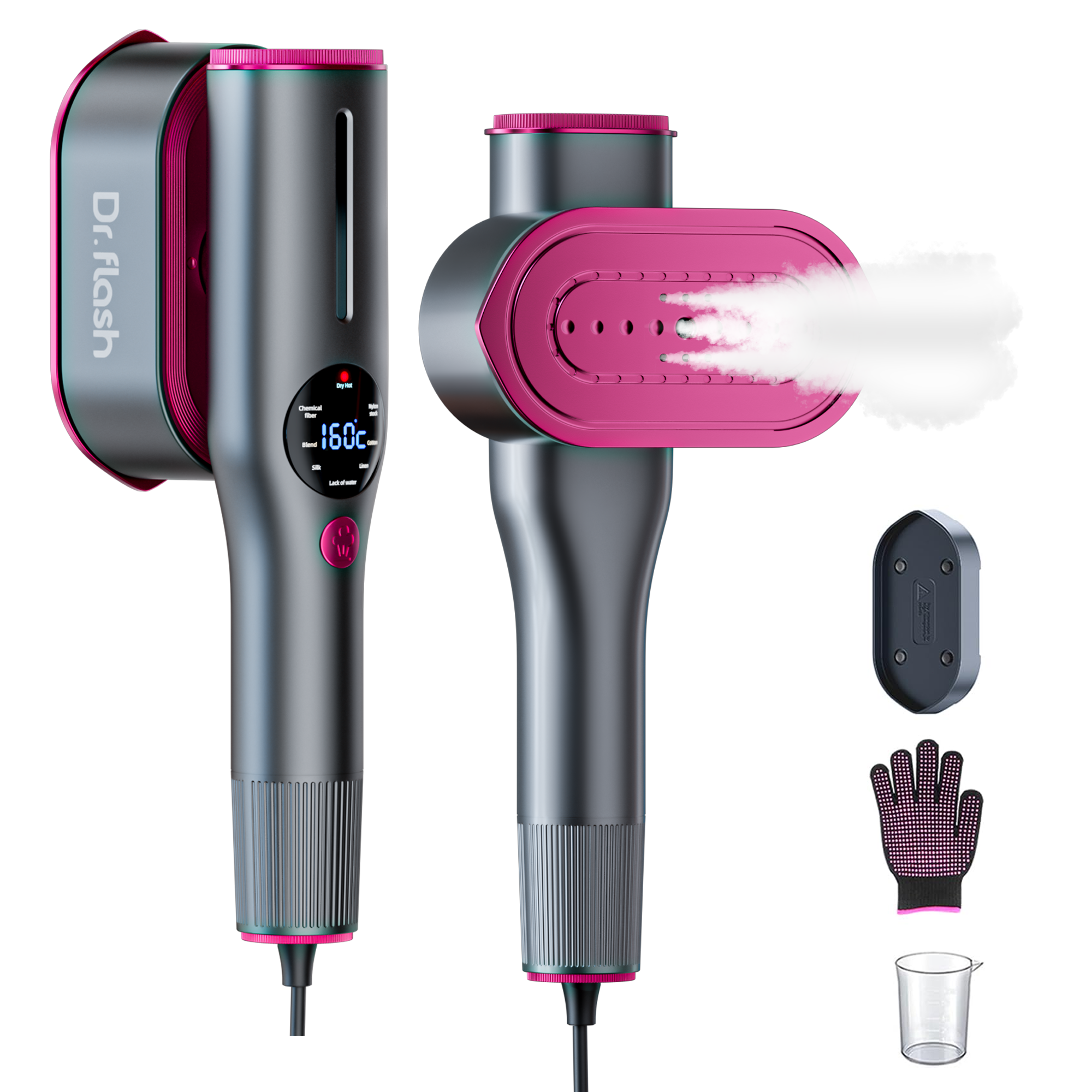 Dr.flash 핸디형 스팀다리미 6가지 모델 여행용 휴대용 핸드 미니 스팀 다리미 2in1 회전 헤드, 그레이, ADY-22A889A 49,800원