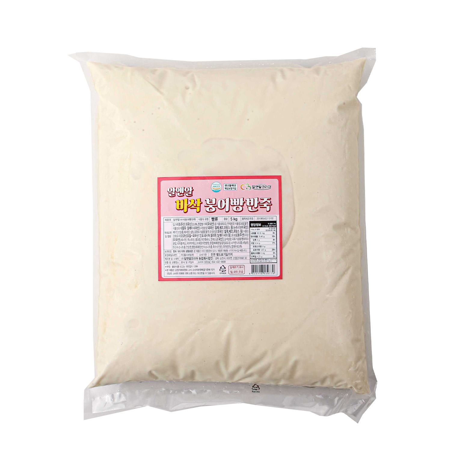 알앤알 바삭 붕어빵 반죽 10kg(5kg X 2개) 업소용 대용량 찹쌀 반죽 41,500원