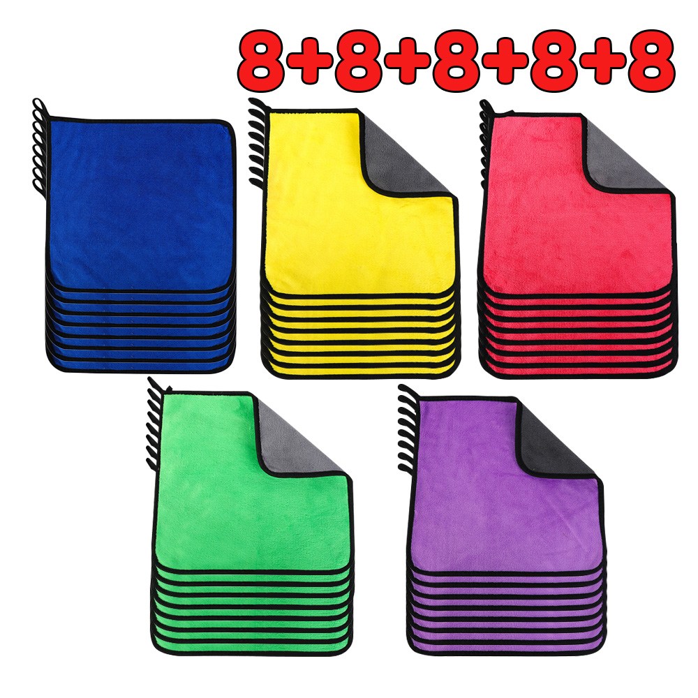 세차타월 세차용 타월과 차량 청소용 천은 얼룩을 남기지 않으며 세차타올 양면으로 도톰한 산호 양털 소재로 제작되었습니다, 40개, 보라색-노란색-파란색-초록색-분홍색 30x30cm 27,990원