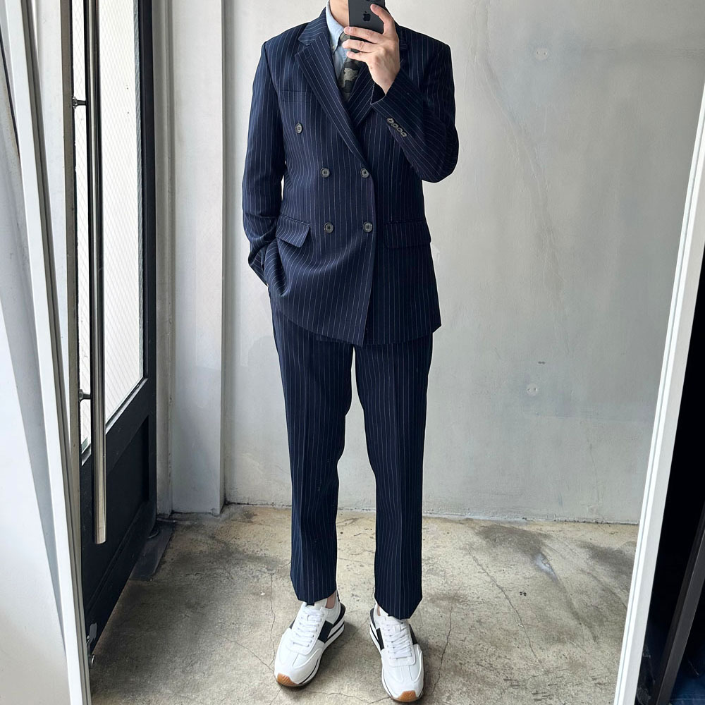 라운지21 남자 클래식 스트라이프 더블 정장 세트 121,000원