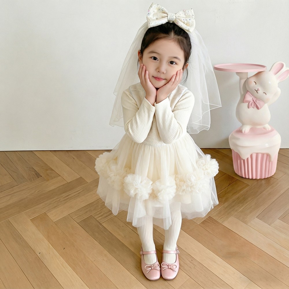 투에그 공주드레스  니트투피스 여아 연주회의상 캉캉 샤 원피스 세트  유아 생일파티옷 41,500원