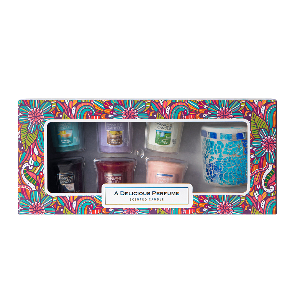 양키캔들 보티브 향초 6종 + 모자이크 캔들 홀더 선물 세트, 바하마브리즈, 블랙체리, 클린코튼, 레몬라벤더, 미드썸머나잇, 핑크샌드, 파랑(캔들홀더) 17,340원