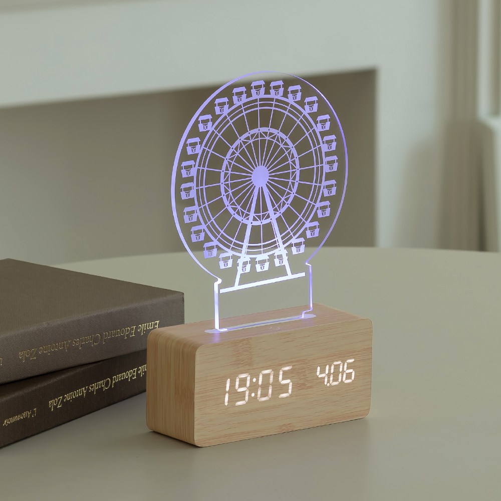 팀브로스 우드 로맨틱 무드등 탁상시계-메이플관람차, 단품 38,900원