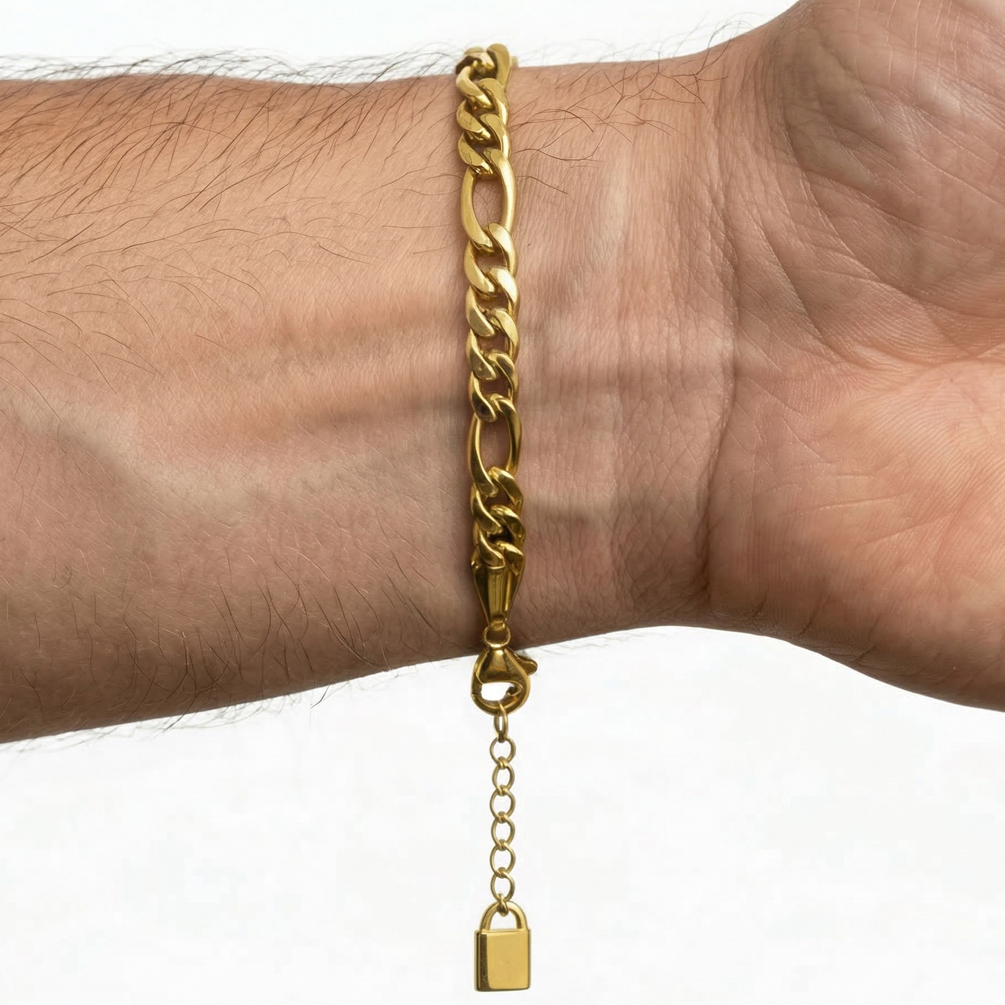 [18K 금도금] 미국 아마존 스테디셀러 르포렘 남자 써지컬스틸 체인 팔찌 18K 골드도금 6mm 피가로 쿠반 커브링크 헤링본 굵은 우정 커플 26,800원