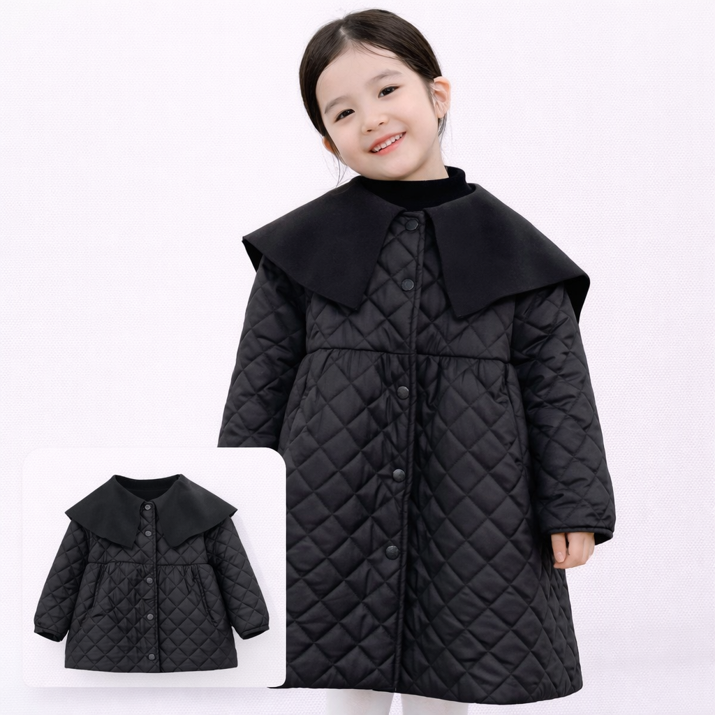 여아 겨울 누빔 코트 퀼팅 패딩 케이프 카라 키즈 자켓 32,900원