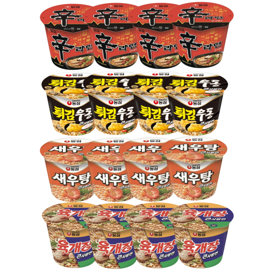 농심 큰컵4종 (신라면4입+새우탕4입+튀김우동4입+육개장큰사발4입) 총16입 21,460원