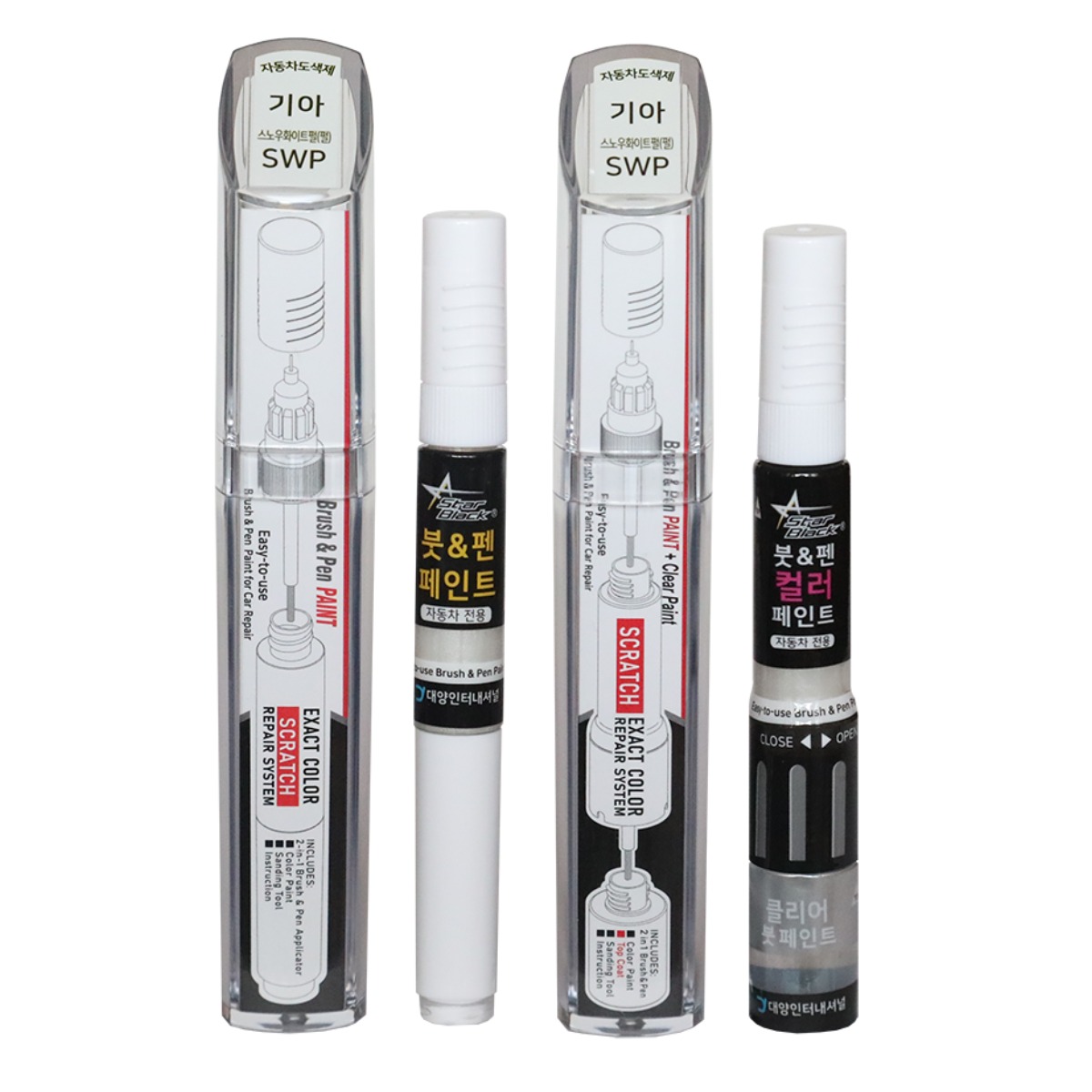 스타블랙 기아자동차 순정 차량용 올인원 붓펜 카페인트 SWP 스노우화이트 (바탕)+(펄)+(투명코팅제) 2WAY+3WAY 투명코팅제포함 1세트 K5 K7 K9 쏘렌토R 그랜드카니발, SWP 2WAY(바탕)+3WAY(펄+투명코팅제), 1개 25,800원