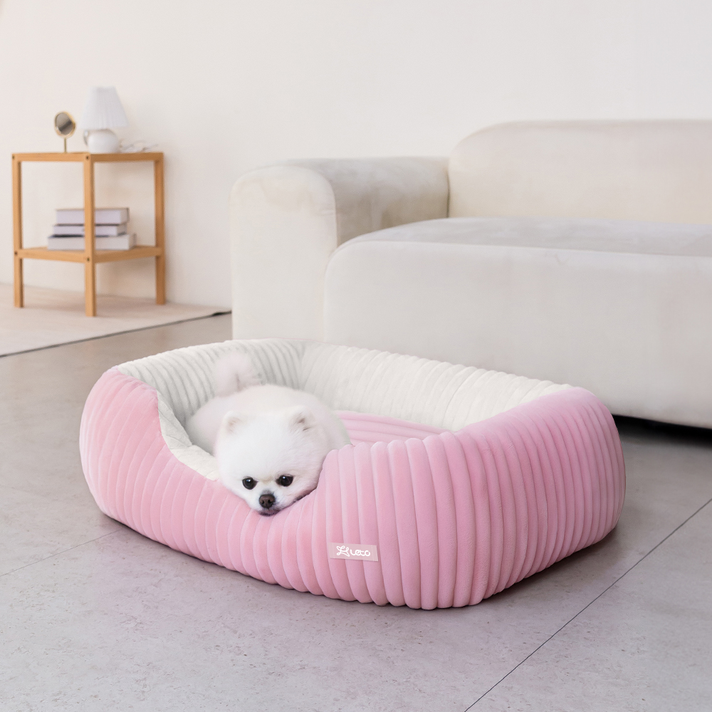 레토 강아지방석 대형 코듀로이 고양이 방석 사각 쿠션, 핑크 + 아이보리, 1개 17,900원