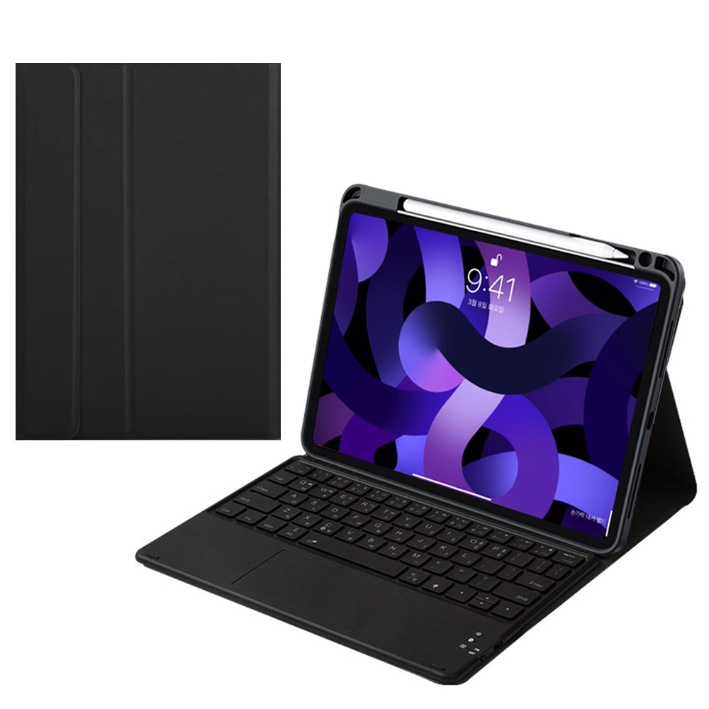 아이패드 애플펜슬 수납 led트랙패드 블루투스 키보드케이스, 검정 55,900원