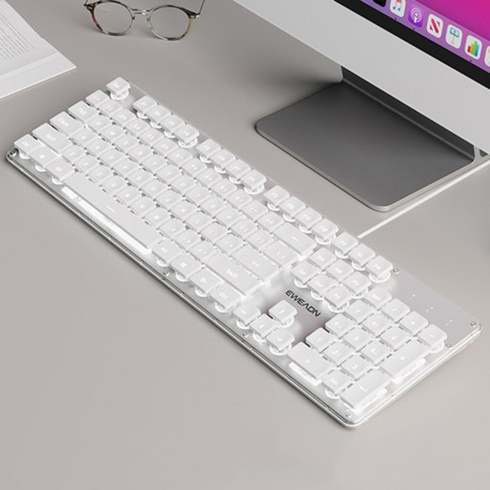 EWEADN GX710 저소음키보드 LED 기계식 유선 일반형 104키 키보드, 백색 백색, GX710 35,800원