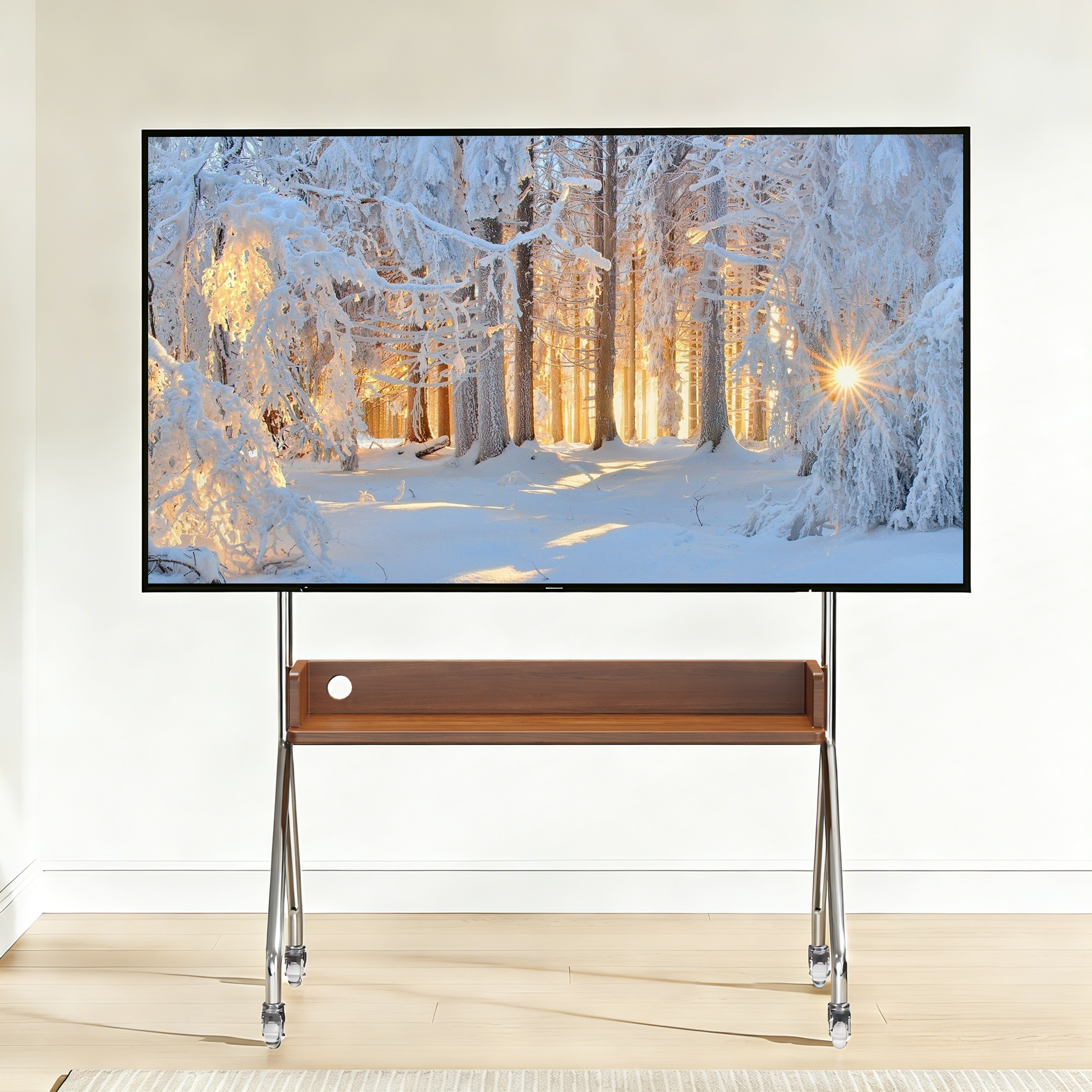 Bornoon 이동식 스탠드 티비 거치대 원목 오크 선반 무포름알데히드,32-75인치 109,000원