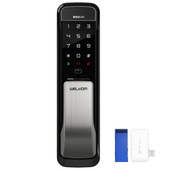 솔리티 손잡이 있음 무타공 푸시풀  도어락 WP-501 + 블루투스 모듈 + 원거리용 브릿지 세트 344,700원