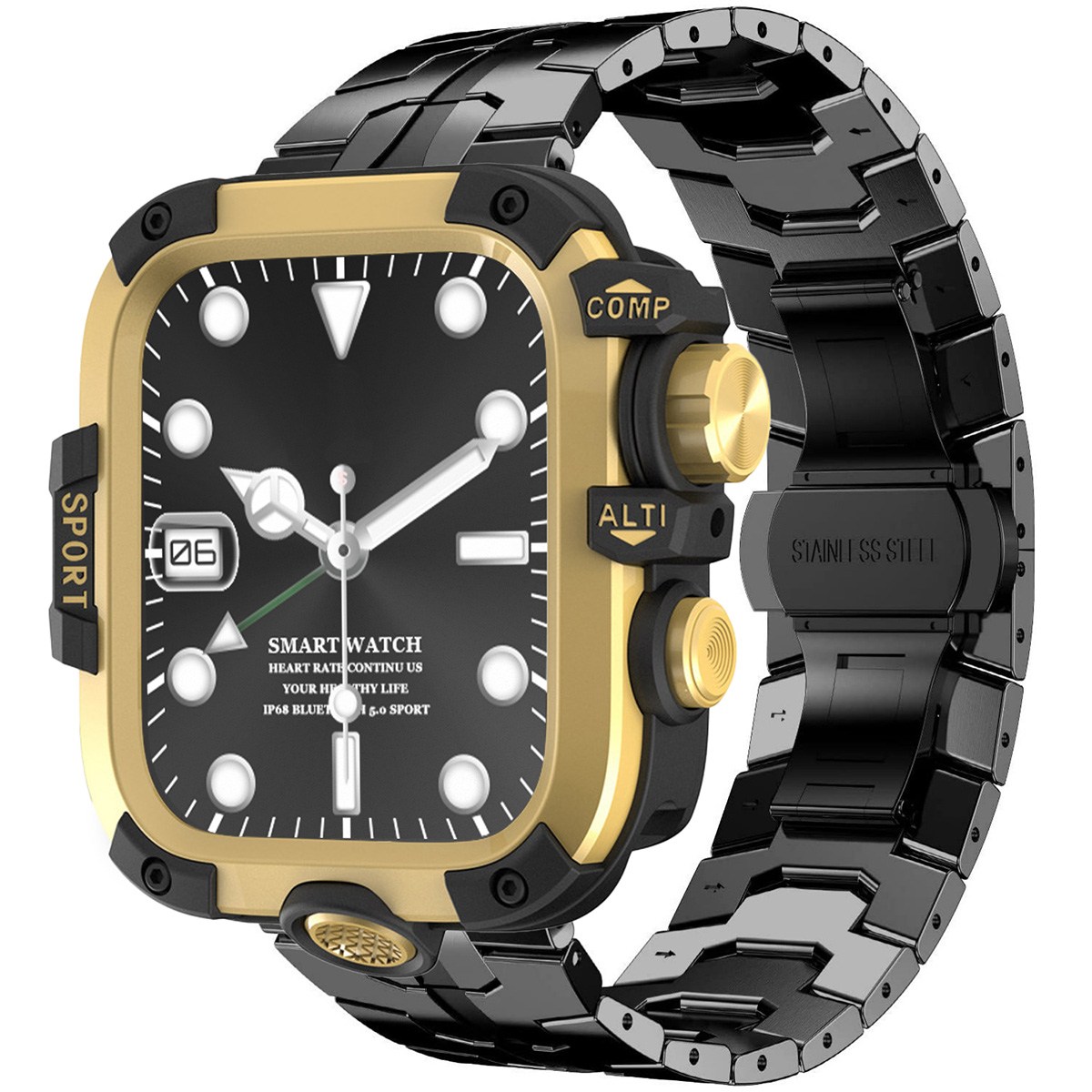 애플워치1-11/SE/울트라 호환 스테인리스 메탈 스트랩 + PC 풀커버 케이스 세트 44/45/46/49mm 37,700원