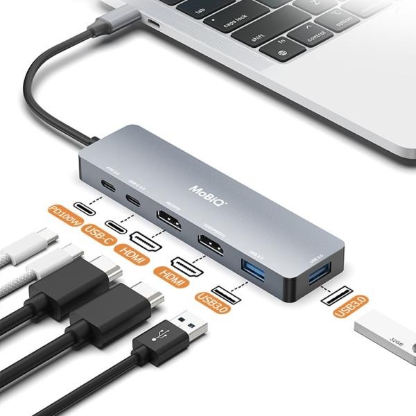 모비큐 EM-62HP 6in1 C타입 맥북 듀얼 4K HDMI USB AC PD100W 초고속충전 멀티허브 46,160원