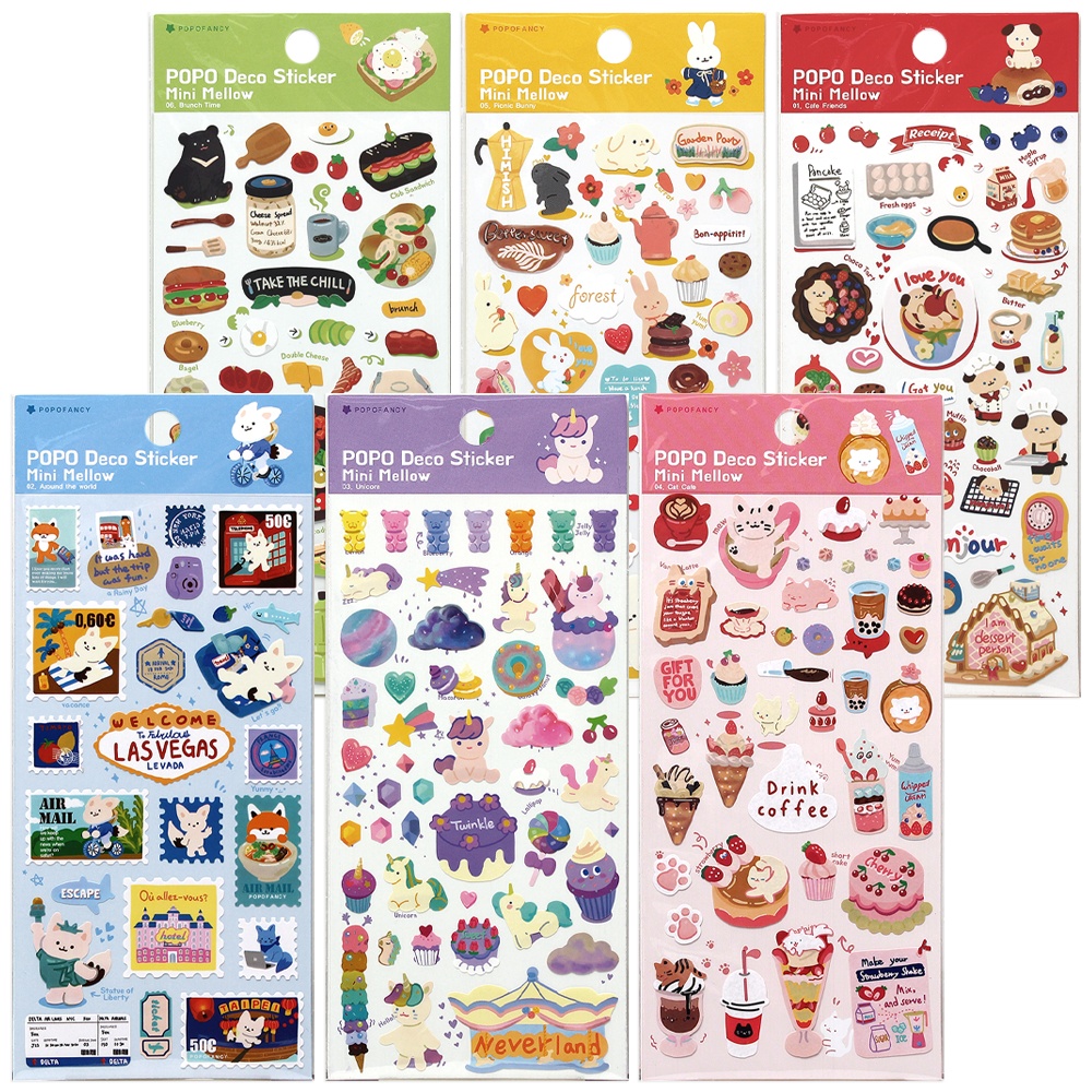 포포팬시 미니 멜로우 데코 스티커 6종 세트, 혼합색상, 1세트 5,800원
