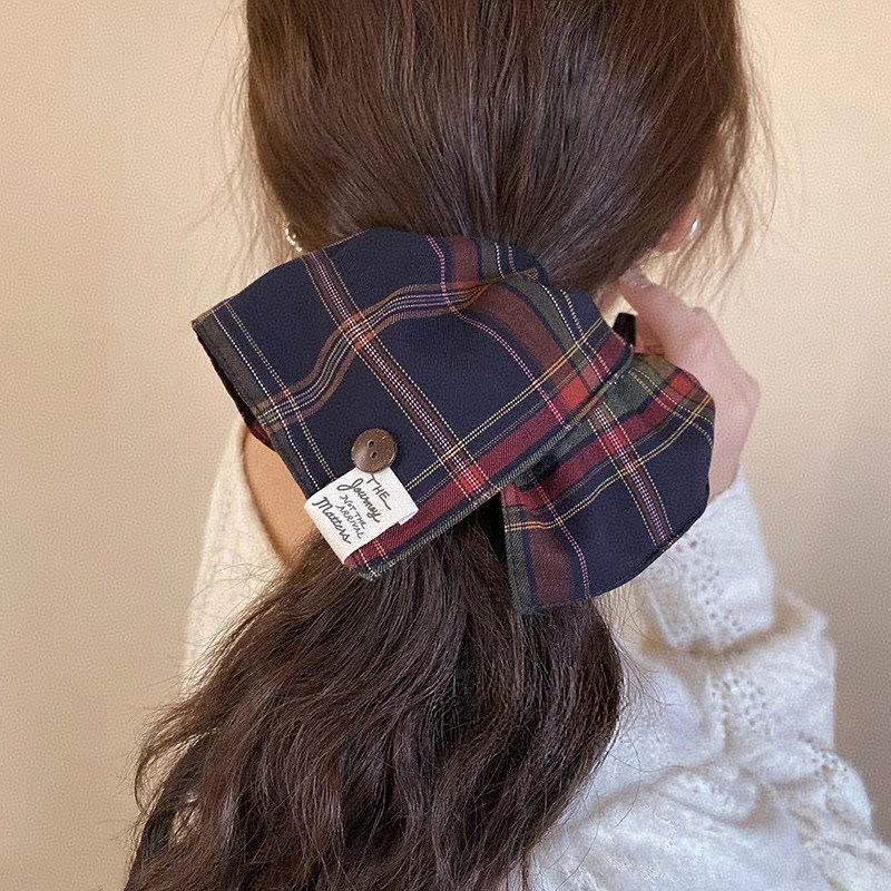 모미엘 체크패턴 빅사이즈 곱창밴드 머리끈 12,200원