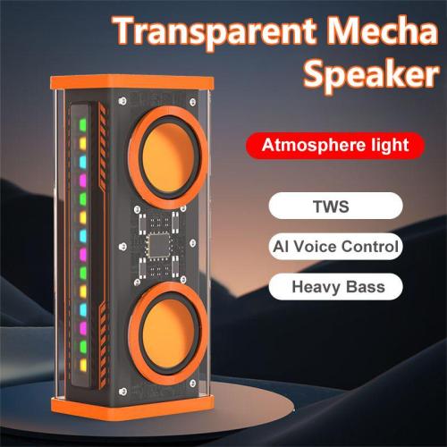 서브우퍼 스피커 앰프 더블 사운드 투명 메카 스피커, RGB 라이트, 블루투스 호환 무선 3D 서라운드 서브 우퍼, 휴대용 파티 라우드 스피커 25,380원