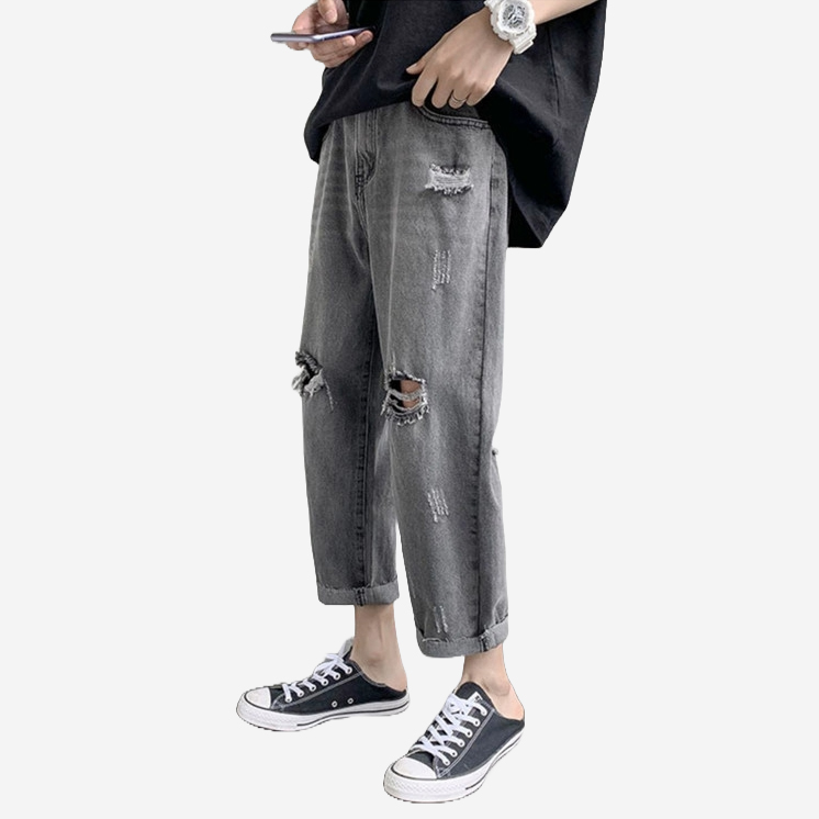 킹앤조이 케이레 디스트로이드 찢청 9부 컷팅 데님 팬츠 43,800원