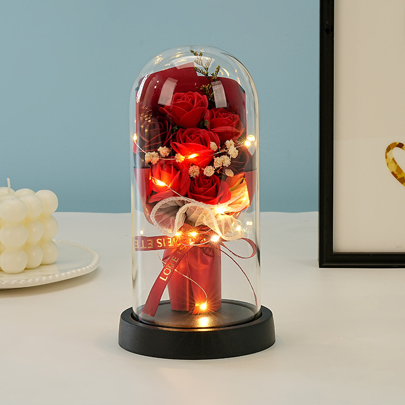 오로라 유리돔 led꽃다발 무드등 기념일선물, 레드 장미, 1개 18,900원