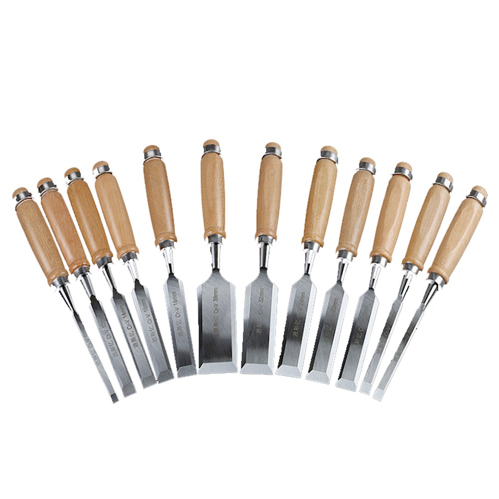 고급 전문가용 목공 조각끌 세트 12종 평끌 크롬바니듐강 예리하고 내구성좋은 강철, 1세트 50,310원
