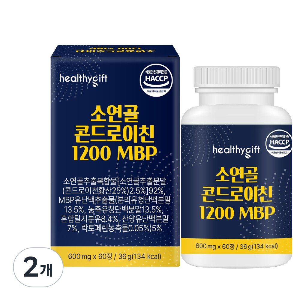 [런칭 특가] 소연골 콘드로이친 1200 MBP 식약처 HACCP 인증 보스웰리아 추출물 부모님 선물, 60정, 2개 16,500원
