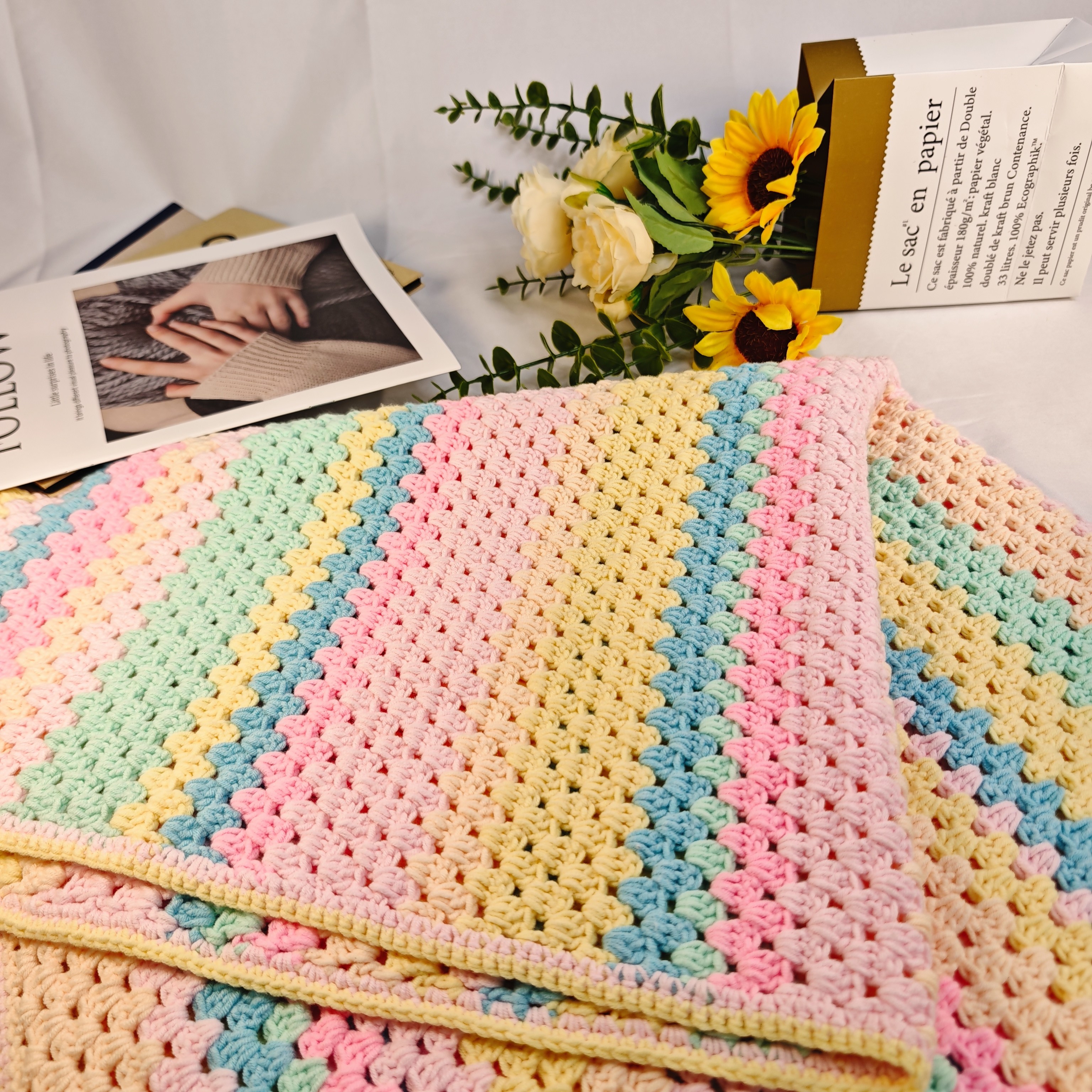 모미얀 솜사탕 그래니 블랭킷 담요 뜨개질 DIY 키트, A:혼합색상, 1세트 41,300원